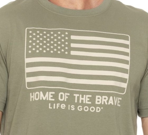 *LAST1* Life is Good XL Mens HOME OF BRAVE Flag Stars Stripes Military XLarge SS