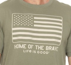 *LAST1* Life is Good XL Mens HOME OF BRAVE Flag Stars Stripes Military XLarge SS