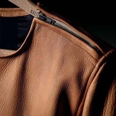 New men’s brown leather T-Shirt Real Soft slim fit Lambskin leather round neck