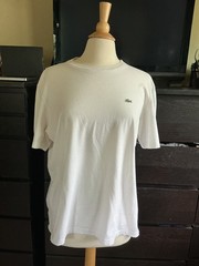 Lacoste white men’s tshirt w logo patch 100% cotton Size 6/XL