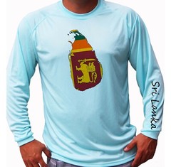 Sri Lanka Flag Map Fish Boat Long Sleeve UPF 30 T-Shirt UV Protection
