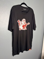 True Religion Black Tee with Red Guitar Buddha Graphic Size 3x
