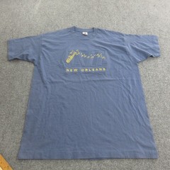 Vintage New Orleans Jazz Shirt Mens XL Blue Fruit Of The Loom Made USA 90s