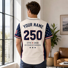 Custom Patriotic Baseball Jersey, 250th USA Name Number Shirt