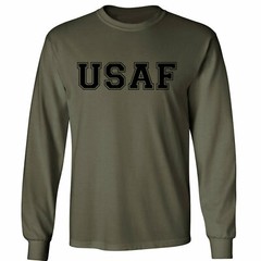 “USAF” Air Force L/S T-Shirt in Military Green – Adult Small to 3X-Large