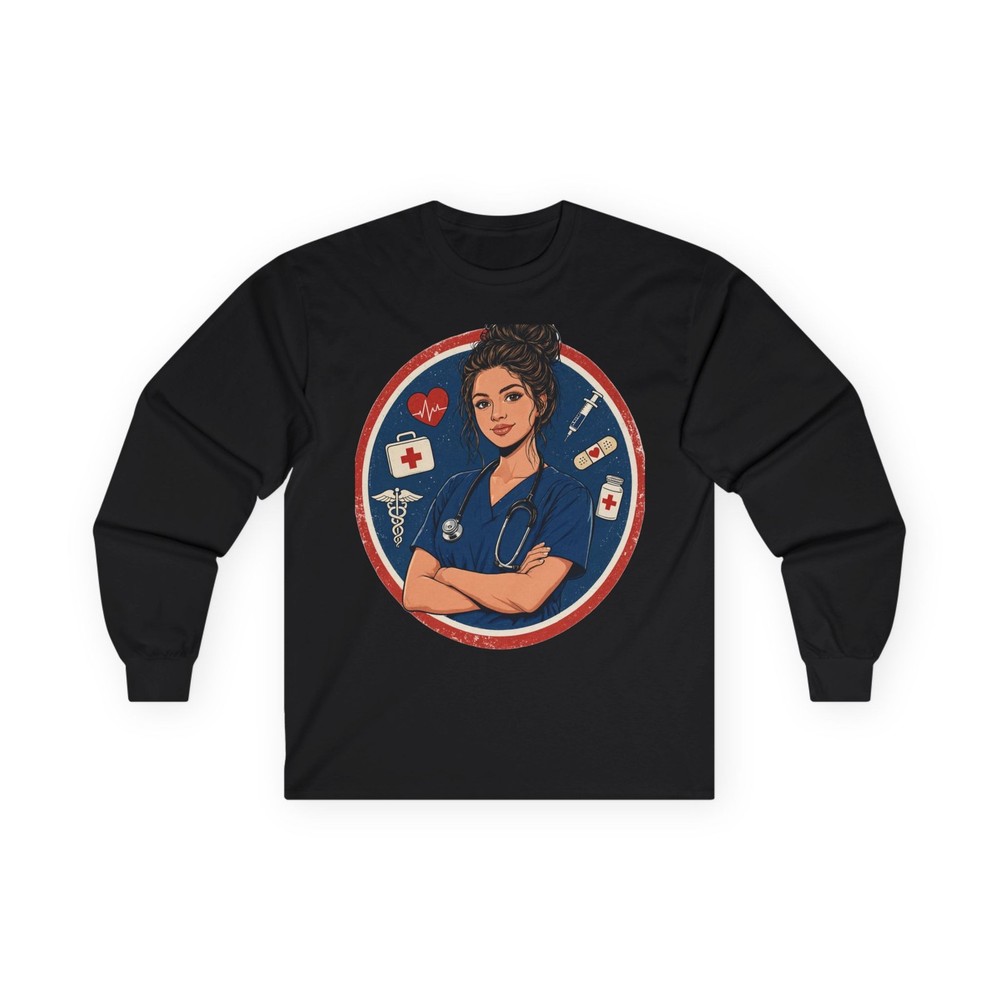 Nurse Badge RN Long Sleeve Tee Unisex Healthcare Made in USA