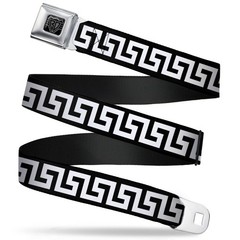 Seatbelt Belt – Greek Key Black/White – 1.0″ Wide – 20-36 Inches in Length