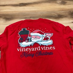 Vineyard Vines Long Sleeve Shirt Mens M Santa Christmas Cotton Classic Holiday
