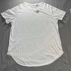 Primark white crewneck t-shirt with pleated sleeves in size XL