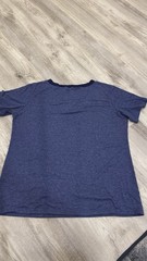 XL Blue Solid V-Neck Short Sleeve Knit T-Shirt Polyester/Rayon/Spandex
