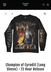 Graveyard Goods Large Long Sleeve Tee Oblivion Champion of Cyrodiil Never Worn