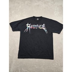 Revenge Graphic T-Shirt Mens Large Black Rainbow Chrome Logo Made In USA *Read
