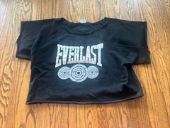 Vintage Everlast Gym Boxing Weight Lifting Barbell Cut Off Shirt Sweatshirt