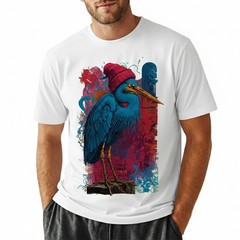 Blue Heron Bird T-Shirt Red Beanie Hat Urban Art Hipster Nature Lover Gift