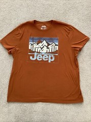 Vintage Jeep Mountain Logo Burnt Orange Mens T-Shirt XXL 4×4 Wrangler Offroad