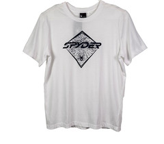 Spyder Graphic T-Shirt Men Short Sleeve Crew Neck Stretch White Large