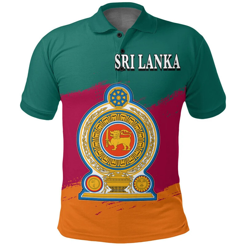 Mens Sri Lanka Polo T-Shirt Summer Souvenir Short Sleeve Tee Shirt Tops Pullover