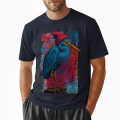 Blue Heron Bird T-Shirt Red Beanie Hat Urban Art Hipster Nature Lover Gift