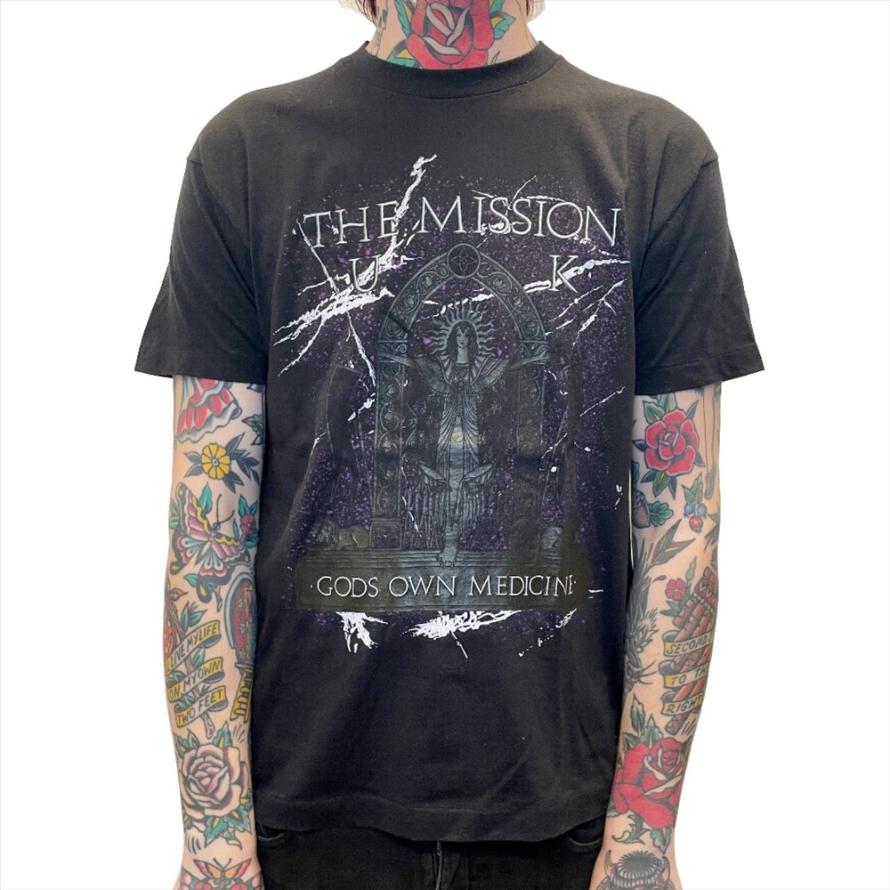 1987 The Mission U.K. “God’s Own Medicine” Vintage Single Stitch Made In USA Gra