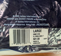 Jockey Classic Crew Neck T-Shirts 3-Pack 2003 Roomier Fit 100% Combed Cotton