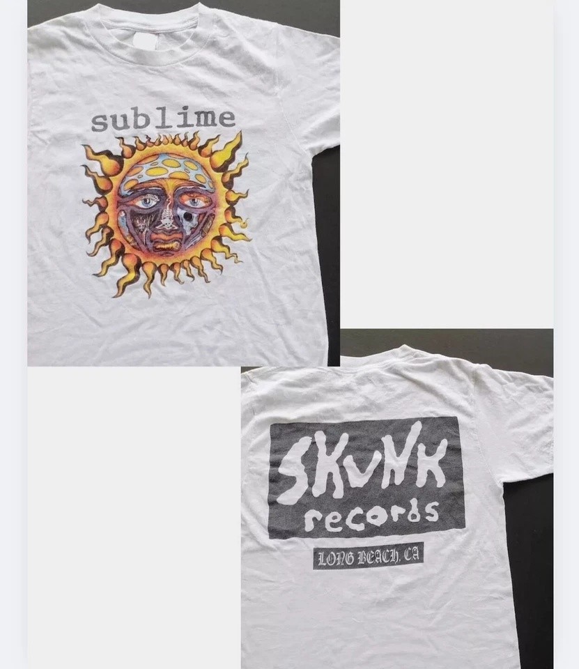 90_s Sublime Band t-shirt, Skunk Recordsm reprinted 2 sided shirt