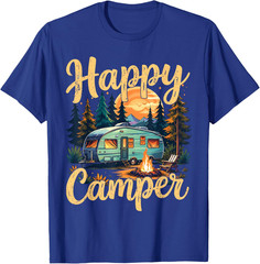Happy Camper Funny Camping Campfire Toddler Boy Men Women T-Shirt