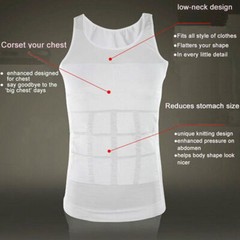 Mens Shirt Slimming Body Shaper Belly Chest Tummy Control Vest Compress Tank Top