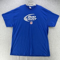 Gildan Mens T Shirt XL X-Large ‘Bud Light’ NFL Tee Blue Beer Camisa Relaxed