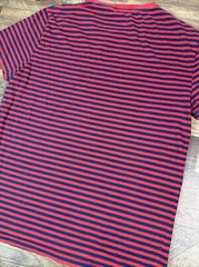 Polo Ralph Lauren Navy Blue & Red Striped S/S Shirt Pony Logo Sz Large Preowned