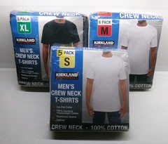 Kirkland Signature Men’s Crew Neck Tee Shirts HEAVYWEIGHT Cotton White Black