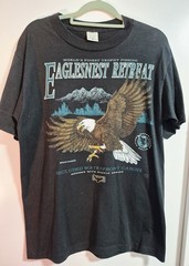 Vintage 1995 Eaglesnest Retreat T-Shirt Size M Black Cotton Grove Bald Eagle Tee