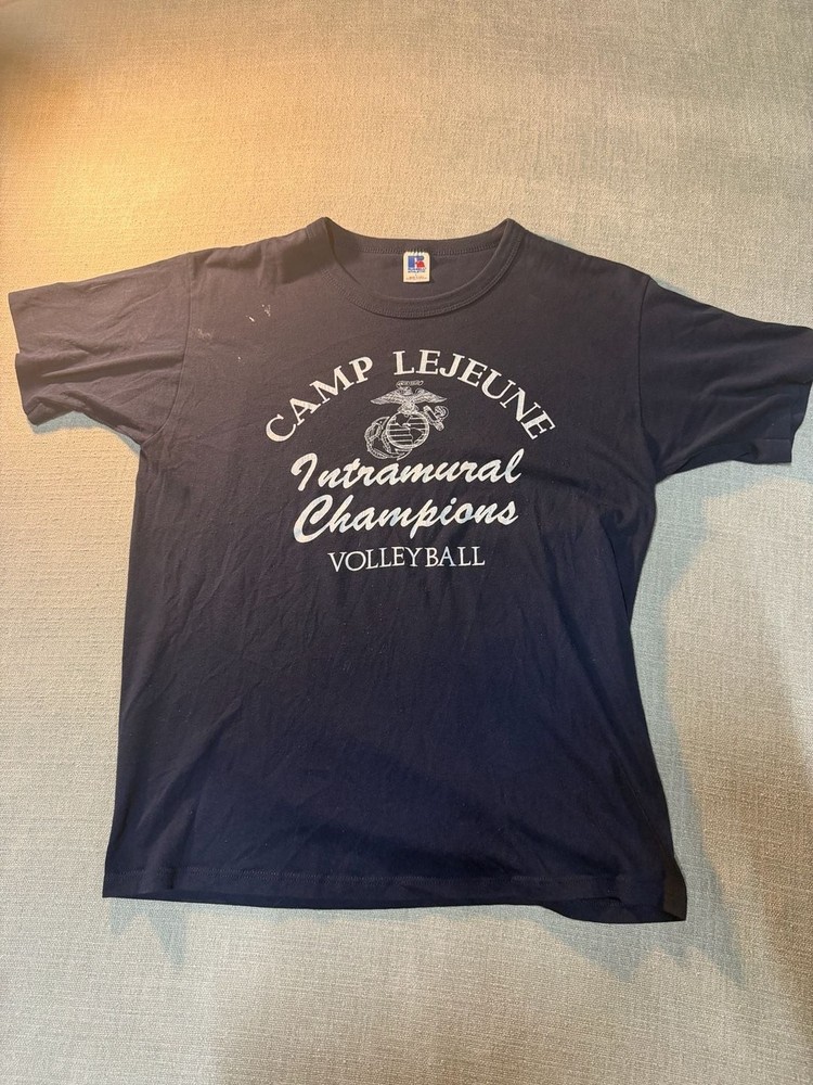 Vintage 80s Russell Athletic Camp Lejeune Intramural Champions Volleyball TShirt