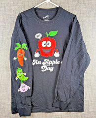 Size L – A-Lab An Apple A Day Fruits & Veggies Long Sleeve Graphic T-Shirt Black