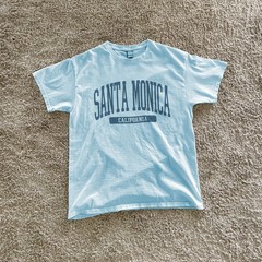 Santa Monica Beach California Souvenir Simple Vintage T-Shirt Light Blue