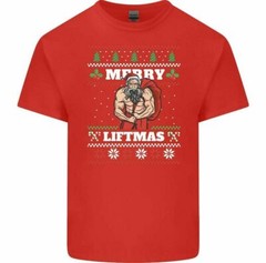 Merry Liftmas T-Shirt Mens Funny Weightlifting Tee Top Bodybuilding Gym Training