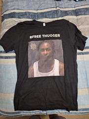 “# FREE THUGGER” Young Thug TeePublic T-Shirt USA Seller In Hand Size L – Mens
