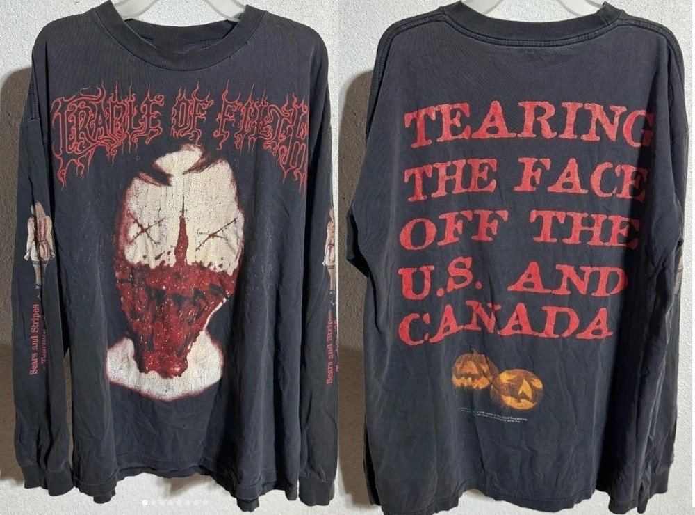1999 CRADLE OF FILTH TEARING THE FACE OFF Vintage Long Sleeves Shirt FN2278