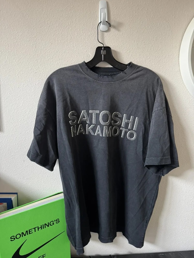 Satoshi Nakamoto Shadow Logo T-shirt – Size XXL