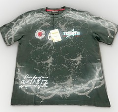 Tenaciti Studios Skull Graphic Studded T-Shirt Grey Size L