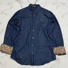 Paul Smith Denim Shirt Floral Pattern Long Sleeve Casual Formal Men Used Japan