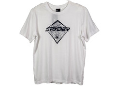 Spyder Graphic T-Shirt Men Short Sleeve Crew Neck Stretch White Large