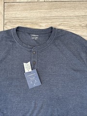 2017 Croft & Barrow Easy Care Long Sleeve Henley Navy Sail Heather Tee Size 4XB