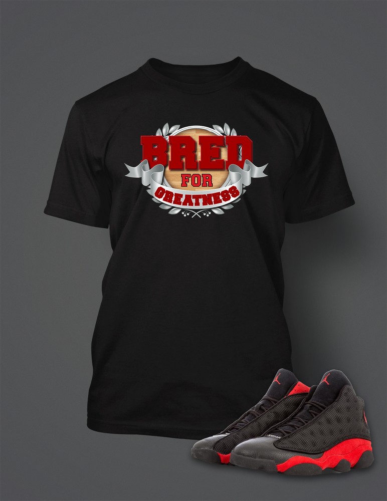 Men’s Big & Tall Bred for Greatness Graphic Sneaker Tee Shirt to Match J13 Shoe