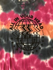 A-Lab Men’s ALL IN YOUR HEAD Tie Dye T-Shirt Tee M Medium Gray Pink Orange