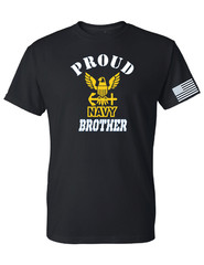 Proud navy brother T-shirt black tee white and yellow design T-shirt adult