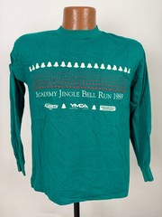 Vintage 80s Running Shirt M Tight Jingle Bell Run Christmas 1989 Houston TX USA