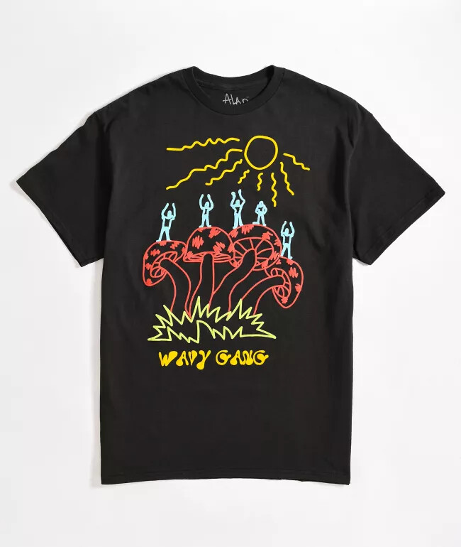 A-Lab Mens Wavy Gang Black T-Shirt New S, M, L, XL, 2XL