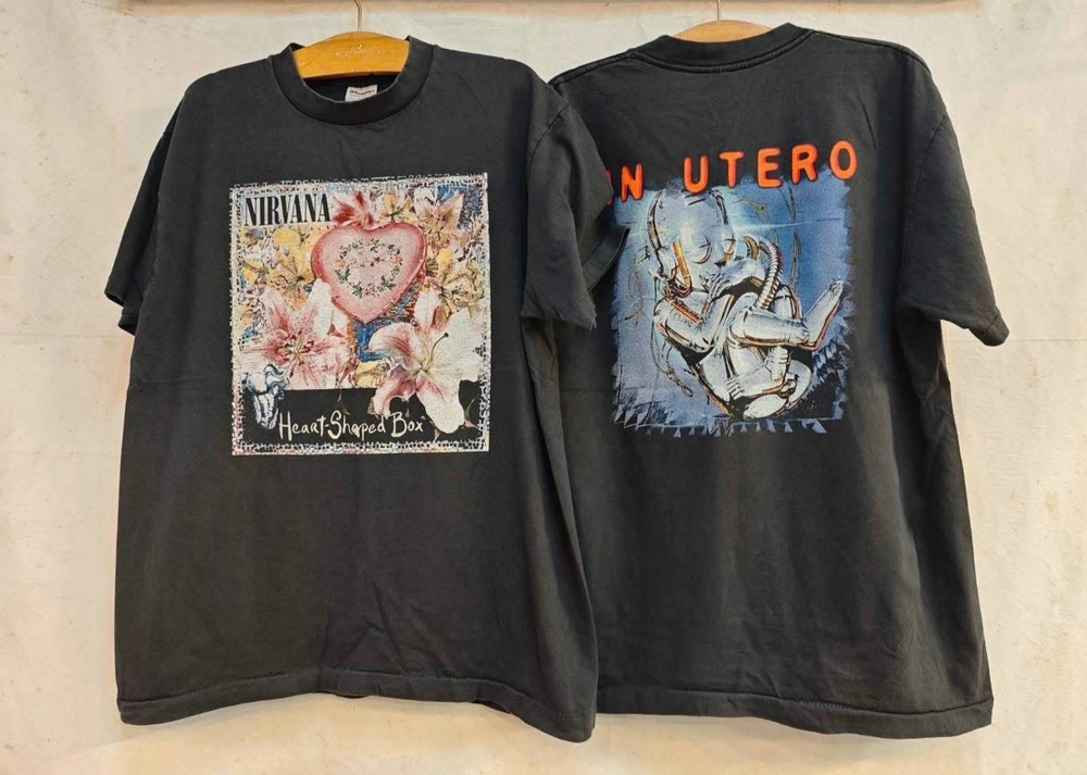 NIRVANA IN UTERO HEART SHAPED BOX 90s Band Grunge Tour Sz.L T-Shirt REPRINT