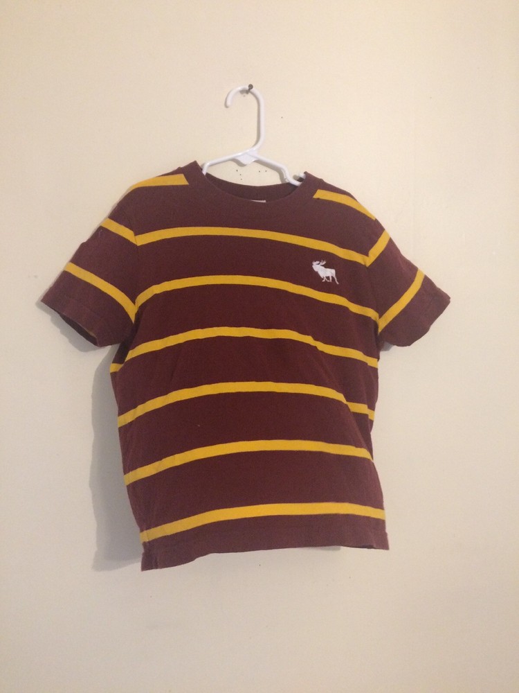 STK 871 Abercrombie Kids Youth Boys T-shirt Small Short Sleeve Maroon Stripe