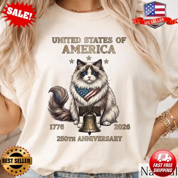 Ragdoll Cat 4th of July Tshirt ,USA 250th Anniversary Shirt, 1776 T-Shirt S-3XL